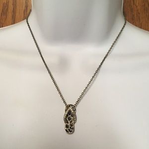 Silver Animal Print Flipflop Necklace
